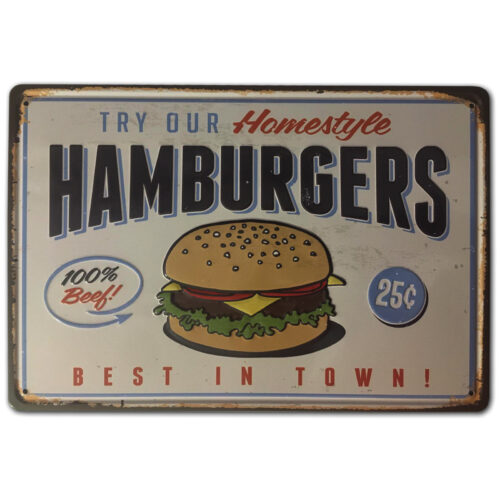 Chapa decorativa vintage Hamburguesa