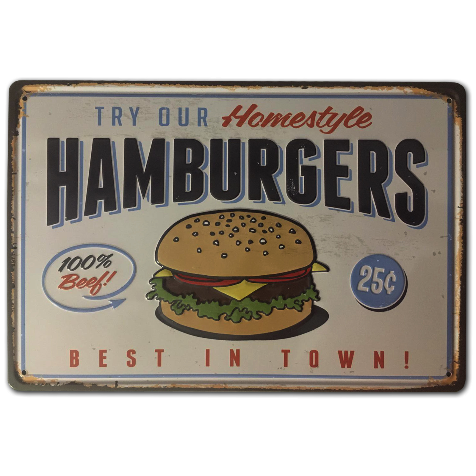Chapa decorativa vintage Hamburguesa