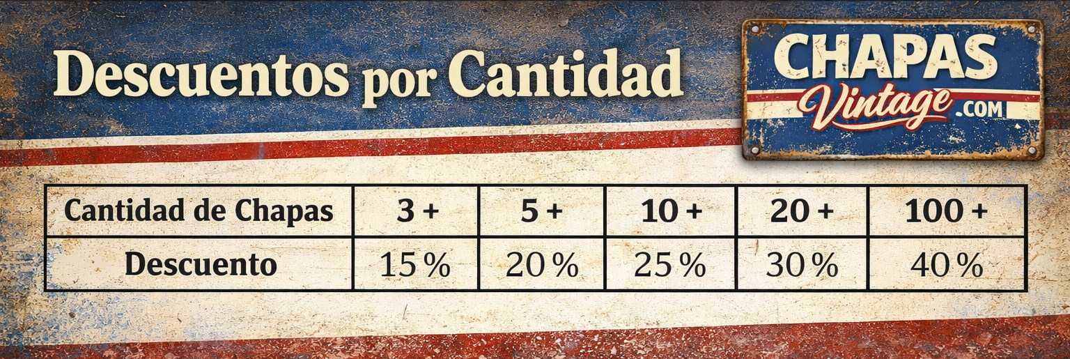 Descuentos por Cantidad Descuentos por cantidad chapas vintage