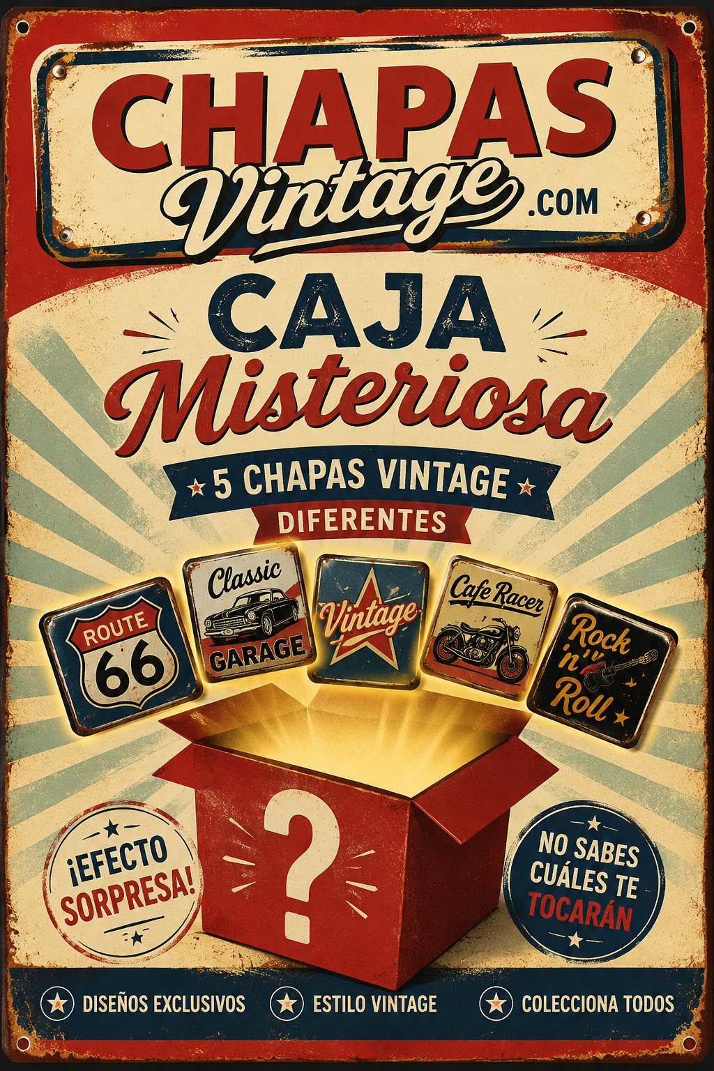 Caja Misteriosa sorpresa de Chapas Vintage