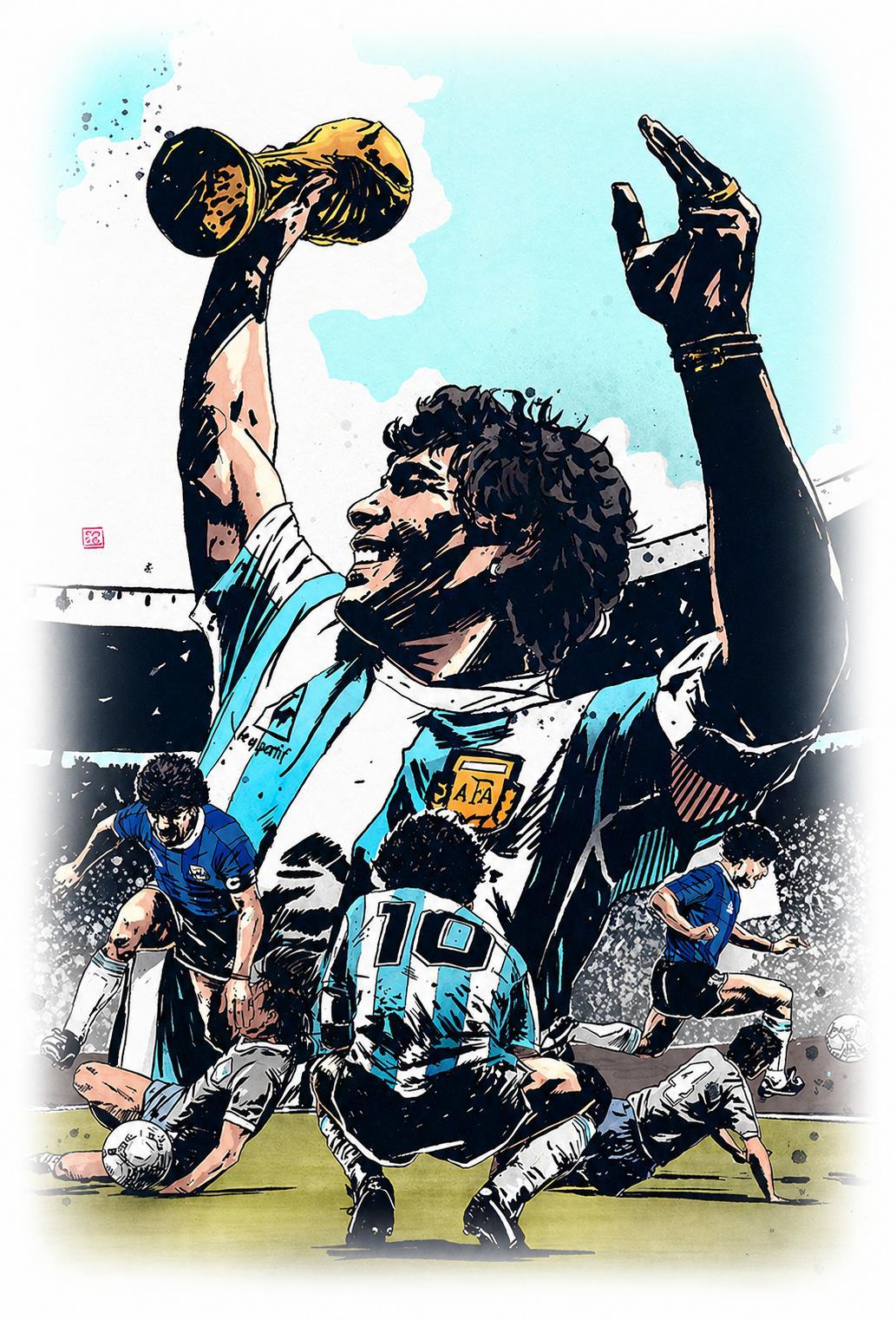 Cuadro Maradona 1986 copa mundo