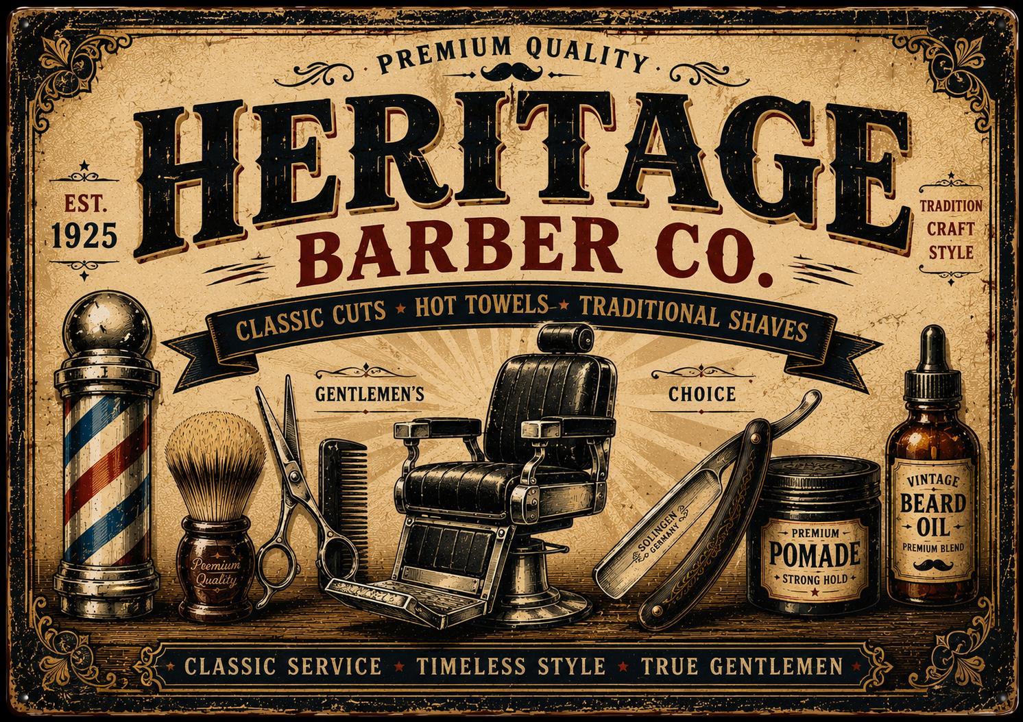 Heritage Barber decoración vintage