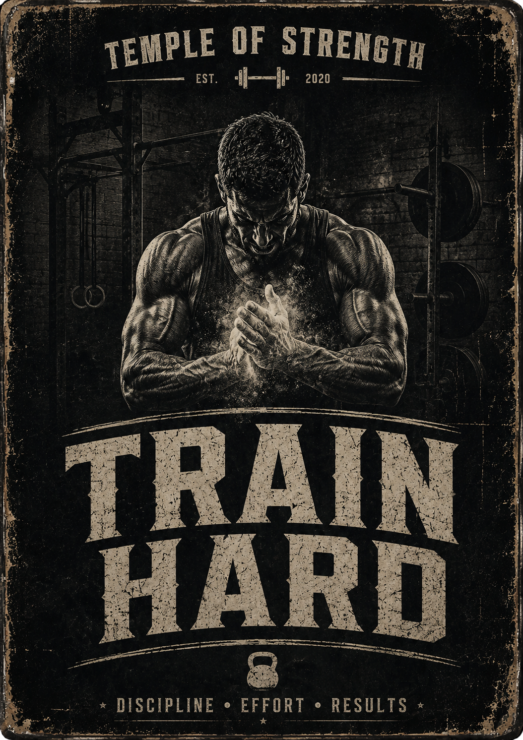 Train Hard Black lamina decoracion gym